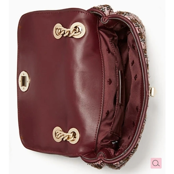 New Kate Spade NataliaTweed Barbiecore Pink Multi Small Flap Crossbody Handbag - Picture 6 of 17